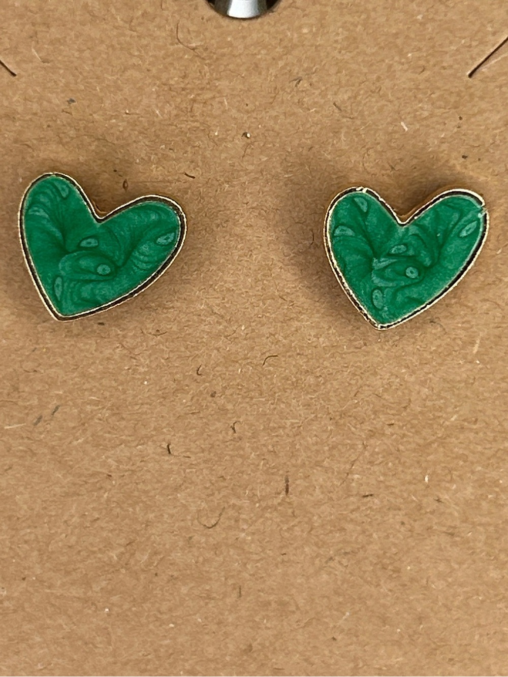 Green Heart Stud Earrings Women Fashion Jewelry